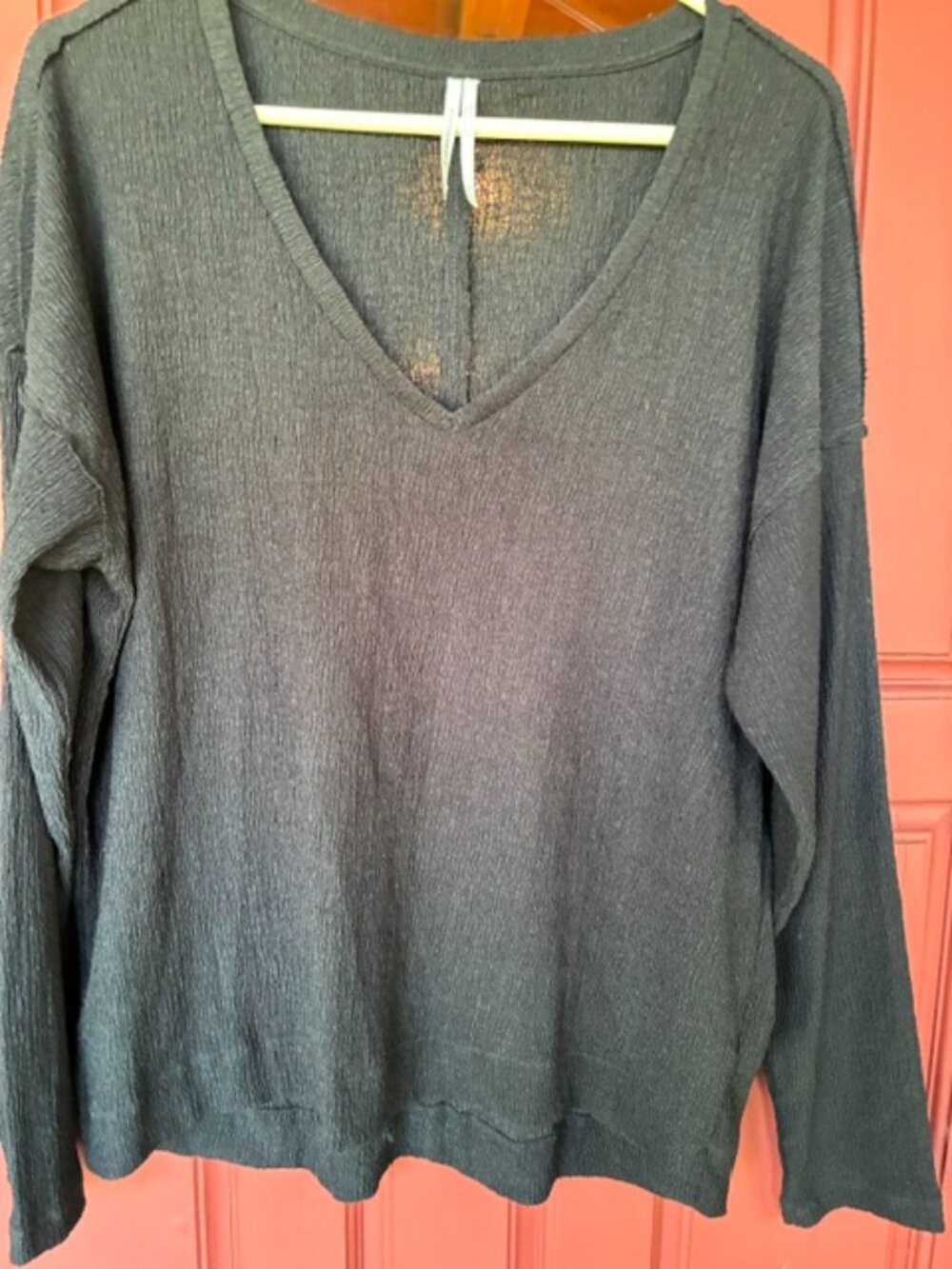 Anthropologie v neck shirt, black, women's Large